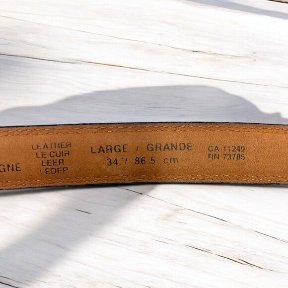 Laura Ashley Leather Belt With Silver Buckle & Double Loops 34" Size Large - Picture 7 of 7